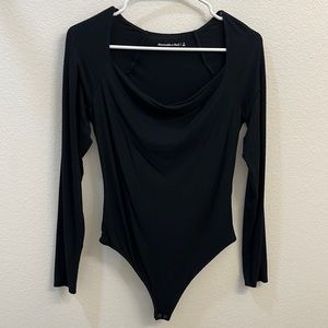 Abercrombie & Fitch Cowl Neck Black Long Sleeve Bodysuit - elegant classy staple